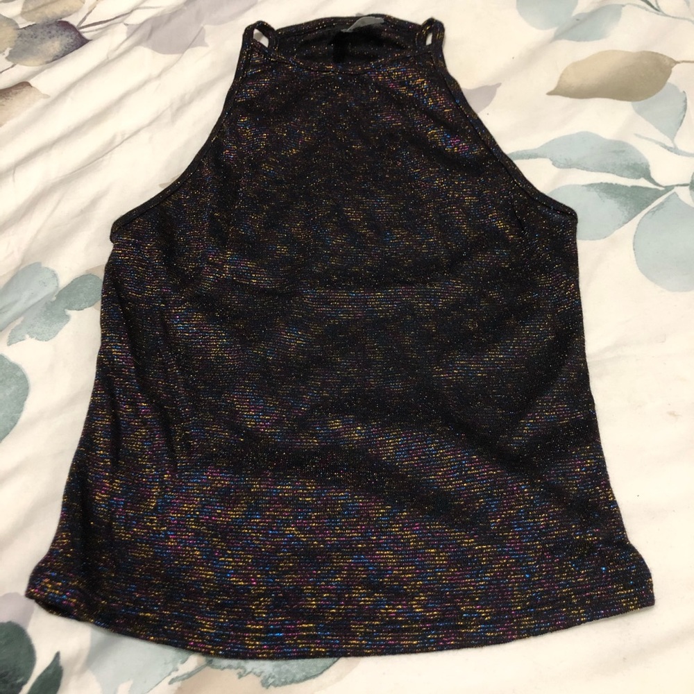NWOT Sparkle High Neck Crop Top